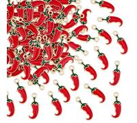 UNICRAFTALE Lot D'Environ 100 Pièces Charm Piment 0.87x0.33x0.10 Pouce 22x8.5x2.5mm Pendentif Mexicain En Métal Émaillé Pour Création De Bijoux Collier Bracelet Fête Du Cinco De Mayo