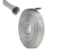 UNICRAFTALE Manchon Tressé Large de 5m 16mm Câble en Acier Inoxydable Gain de Blindage Manchon Tressé Sangle de Mise à la Terre Protection Maille Métal Plate Flexible Extensible Ruban de Câble