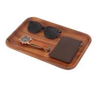 UNICRAFTALE Plateau De Service En Bois, Plateau À Charcuterie, Vide Poche | Bois D'acacia Massif, Finition Lisse, Lèvre Surélevée Anti-glissement, Marron Selle, 30×20×2cm, Nettoyage Facile