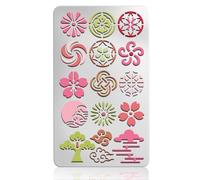 UNICRAFTALE Pochoirs Métalliques à Éléments de Motifs Vents Rétro en Acier Inoxydable Motifs de Cerisier en Fleur Modèle Réutilisable pour Cartes DIY Scrapbook Marque Page 17.7x10.1cm