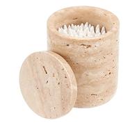 UNICRAFTALE Pot À Cotons-Tiges Pot De Rangement Salle De Bain Organisateur | Aspect Marbre Couleur Bois Clair Couvercle Amovible grand Capacité 8×11cm