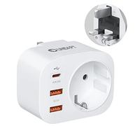 Unidapt Adaptateur Prise UK/Anglaise Française Prise, avec 2 Ports USB et 1 Port USB-C adapté à Angleterre, Irlande, Royaume-Uni, Écosse, Adaptateur électrique Mâle UK/Femelle France, Type G