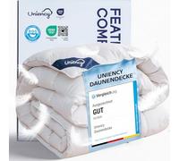 Uniency Couette 155x220 Hiver Tres Chaude 100% Coton Couette 1 Personne en Duvet et Plume Édredon 155x220cm Couverture Naturelle et Confortable|Blanc|Poids de Remplissage : 2000 g