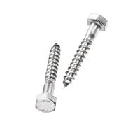 Unifizz Lot de 10 vis tire-fonds hexagonales M6 x 40 mm en acier inoxydable 304, vis autotaraudeuses à demi-filetage pour bois et terrasse, fixations robustes