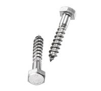 Unifizz Lot de 10 vis tire-fonds hexagonales M8 x 40 mm en acier inoxydable 304, vis autotaraudeuses à demi-filetage pour bois et terrasse, fixations robustes
