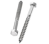 Unifizz Lot de 10 vis tire-fonds hexagonales M8 x 90 mm en acier inoxydable 304, vis autotaraudeuses à demi-filetage pour bois et terrasse, fixations robustes