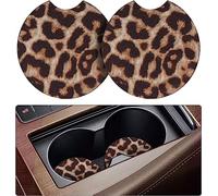 Unifizz Lot de 2 sous-verres de voiture mignons pour femmes et filles - Imprimé léopard