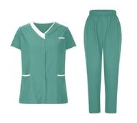 Uniforme MéDicale Unisexes Ensemble De VêTements pour Femme à Col en V Haut Et Pantalon éLastique D'InfirmièRe Tenue Aide Soignante Professionnelle MéDical Blouse avec Poches