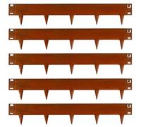 UNIGARDIA Bordure de Jardin en Acier corten, Hauteur 18,5 cm, 5 m | Avec pointes pour un martelage facile, bordure de pelouse en métal, rouille, incl. 1 paire de gants, 1 m x 5 pièces