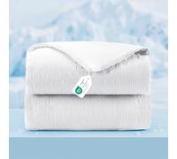 UNIKOME Couverture Double Face rafraîchissante - Réversible été Bubble Sherpa & Ice Silk, légère et Respirante, Anti-Chaleur et Transpiration, idéale pour climatiseurs, 135x200 cm, Blanc