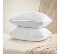 UNIKOME Oreiller en Plumes Et Duvet d'oie, Set De 2 Oreillers 80x80cm, Taie d'oreiller De Luxe Premium 100% Coton, Lavable, Oeko-TEX, Blanc (80×80cm)