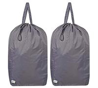 UniLiGis Lot de 2 sacs à linge de voyage lavables avec poignées et cordon de serrage, assez résistants pour contenir 3 charges de linge, convient pour panier à linge, 70 x 87,5 cm, gris