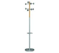 UNILUX Accueil Portemanteau sur Pied a Tate tournante avec 8 Pateres Porte-parapluies et Egouttoir 175 x 34 cm, Gris Hetre