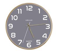 Unilux Baltic Horloge Murale Silencieuse, Mouvement à Quartz, Diamètre 31,5 cm, design Minimaliste Moderne de Gris et Hêtre