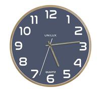 Unilux Baltic Horloge Murale Silencieuse, Mouvement à Quartz, Diamètre 31,5 cm, design Minimaliste Moderne de Bleu et Hêtre