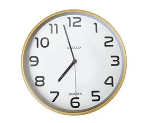 UNILUX Baltic Pendule Murale Silencieuse Ø31,5 cm Système Quartz Lisible Jusqu'à 35m Bois/Blanc, 26 x 26 x 4,5 cm