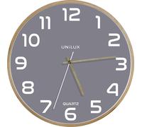 Unilux - Horloge murale Baltic, diamètre 30,5 cm, cadre en bois, gris