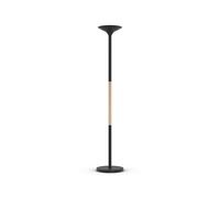Unilux Lampadaire Pryska - Led intégrée - 40W - Variateur d'intensité - Acier et bois hêtre - Noir