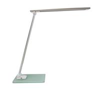 Unilux Lampe de bureau Popy - Led intégrée - 5W - Bras et tête articulés - Port USB - Socle en verre - Gris Métal