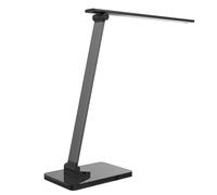 Unilux Lampe de bureau Popy - Led intégrée - 5W - Bras et tête articulés - Port USB - Socle en verre - Noir