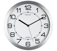 Unilux Moon Pendule de bureau Système Quartz Rétroéclairée Lisible jusqu'à 100 m Ø 35,5 cm Gris métal