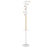 Unilux Portemanteau Arya 6 patères et un support parapluie - Finition bois et blanc
