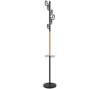 Unilux Portemanteau ICARUS 6 patères et un support parapluie - Finition bois et noir