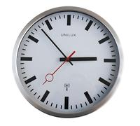 Unilux Station Pendule Murale de Bureau Mécanisme Silencieux Radio-Pilotée Quartz Ø30 cm Métal/Blanc