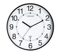Unilux Wave Pendule de bureau Système Quartz Radio-pilotée et Lisible jusqu'à 35 m Ø 30 cm Noir