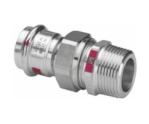 Union 3 pièces électrozingué femelle Ø 28 à sertir fileté mâle 26/34 VIEGA