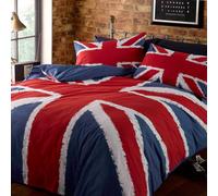 Parure de lit avec Housse de Couette pour lit Double Motif Drapeau Britannique Bleu Rouge et Blanc