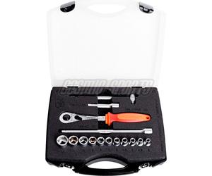 Unior 188BI6P15-US Jeu de douilles 1/4" en boîte plastique, red