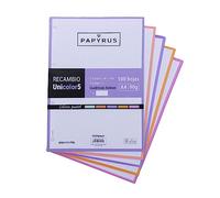 UNIPAPEL 53392398 Recharge de 100 feuilles A4, 5 bandes de couleurs pastel, quadrillage 5 x 5, 90 g, Papyrus - Unicolore 5