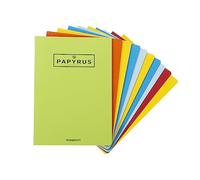 Unipapel 98420799. Lot de 10 cahiers agrafés A4, 48 feuilles lignées 3,5 mm, 90 g, couverture gaufrée, Unipapyrus 13, couleurs assorties aléatoires