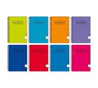 Unipapel 98442096. Lot de 5 cahiers avec lignes directrices 2,5 mm, Papyrus 08-Uniclasic, format folio, papier 90 g, 80 feuilles, couleurs assorties, couverture en polypropylène