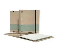 Unipapel - Classeur 4 anneaux écologique A4, avec recharge de 100 feuilles recy s, 90 g, quadrillage 5 x 5, bandes de couleur, Uninature Concept bleu, certifié FSC, carpebook