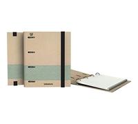 Unipapel - Classeur 4 anneaux écologique A5, avec recharge 90 feuilles recy s 90 g, quadrillées 5 x 5, bandes de couleur, Uninature Concept bleu, certifié FSC, carpebook