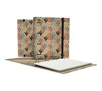 Unipapel | Classeur à 4 anneaux écologique A4 | Comprend 100 feuilles recy s 90 g | Quadrillé 5 x 5 | Bandes de couleur | Uninature Design Cactus | FSC Recycled 100% | Carpebook
