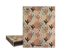 Unipapel Classeur à anneaux A5 écologique | Carton et papier 100% recyclés | 4 anneaux ronds 20 mm | Uninature Design | Cactus | FSC Recycled 100%
