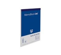 Unipapel Lot de 10 blocs de notes A5 | 80 feuilles lisses | Papier 60 g micro-perforé | 21 x 14,8 cm | Couverture résistante | Memoblock Uni