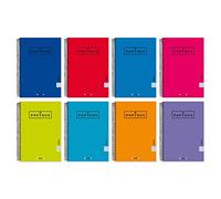 Unipapel Papyrus 04 Lot de 5 cahiers à spirales et couverture rigide 3,5 mm 80 feuilles 90 g Couleurs aléatoires