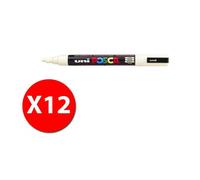 Uniposca - Marca Tore Base Water - Punta Media Pc - 5m -1,8-2,5 Mm - Blanc - Conf.12 Pcs