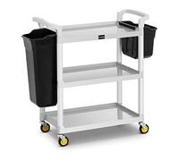 Uniprodo Chariot De Room Service Hôtel Hôtelier Entretien Ménage Nettoyage Chambre Restaurant Immeuble UNICLEAN 150 (Max. 150 kg, 2 Bacs, Cadre Aluminium, 3 Plateaux, Roulettes PVC)