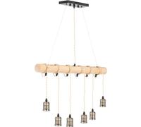Uniprodo Lampe suspendue - 6 ampoules - tige en bois