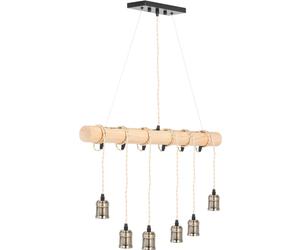 Uniprodo Lampe suspendue - 6 ampoules - tige en bois