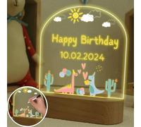 uniqicon Veilleuse Dinosaure Enfant, Kawaii Deco Chambre, Acrylique Tableau Lumineux Message Led, Lampe De Chevet Avec Motif Dessin Animé Dinosaure, Veilleuse Lit Bebe