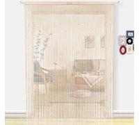 Uniqoos® Rideau en perles – Champagne, 200 x 200 cm, 1 panneau, rideau de porte et séparateur de pièce décoratif, protection contre les insectes
