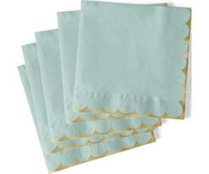 Unique 16073 Lot de 20 serviettes en papier festonnées Bleu pastel 16,5 cm