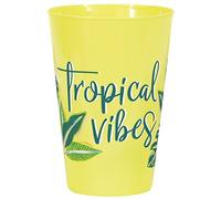Unique 20946 Lot de 6 gobelets en plastique Motif feuilles tropicales Multicolore 473 ml