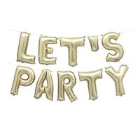 Unique 28758 - Kit de Bannière de Ballon Lettre - "Let's Party" - Couleur Or - 1 Pièce (Lot de 1)